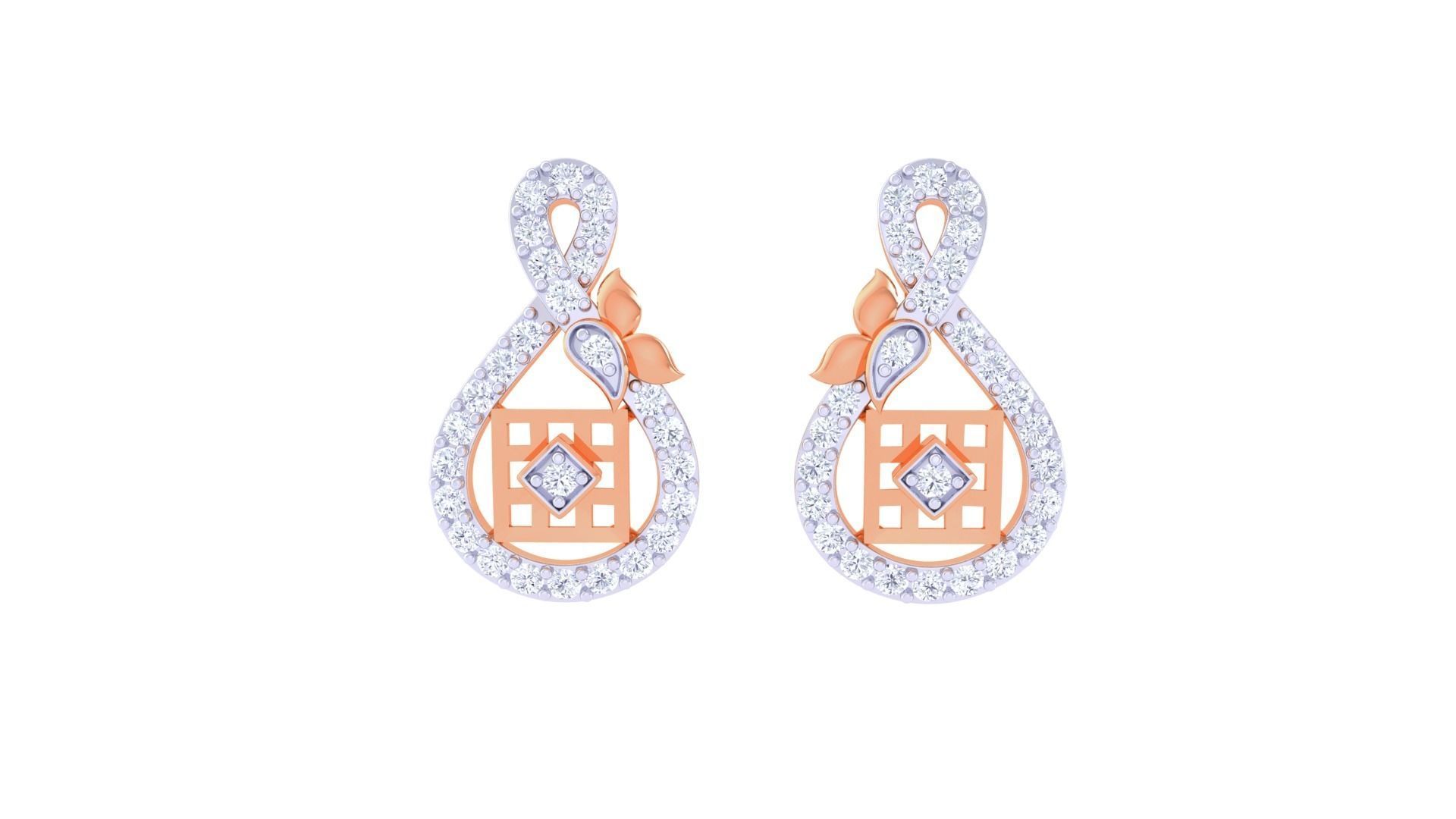 High Jewelry Diamond Studs Earrings 3dm stl 3mf obj glb gltf mtl 3D print model_6