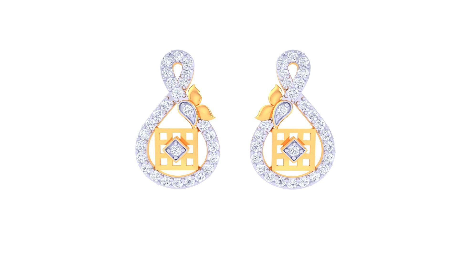 High Jewelry Diamond Studs Earrings 3dm stl 3mf obj glb gltf mtl 3D print model_7