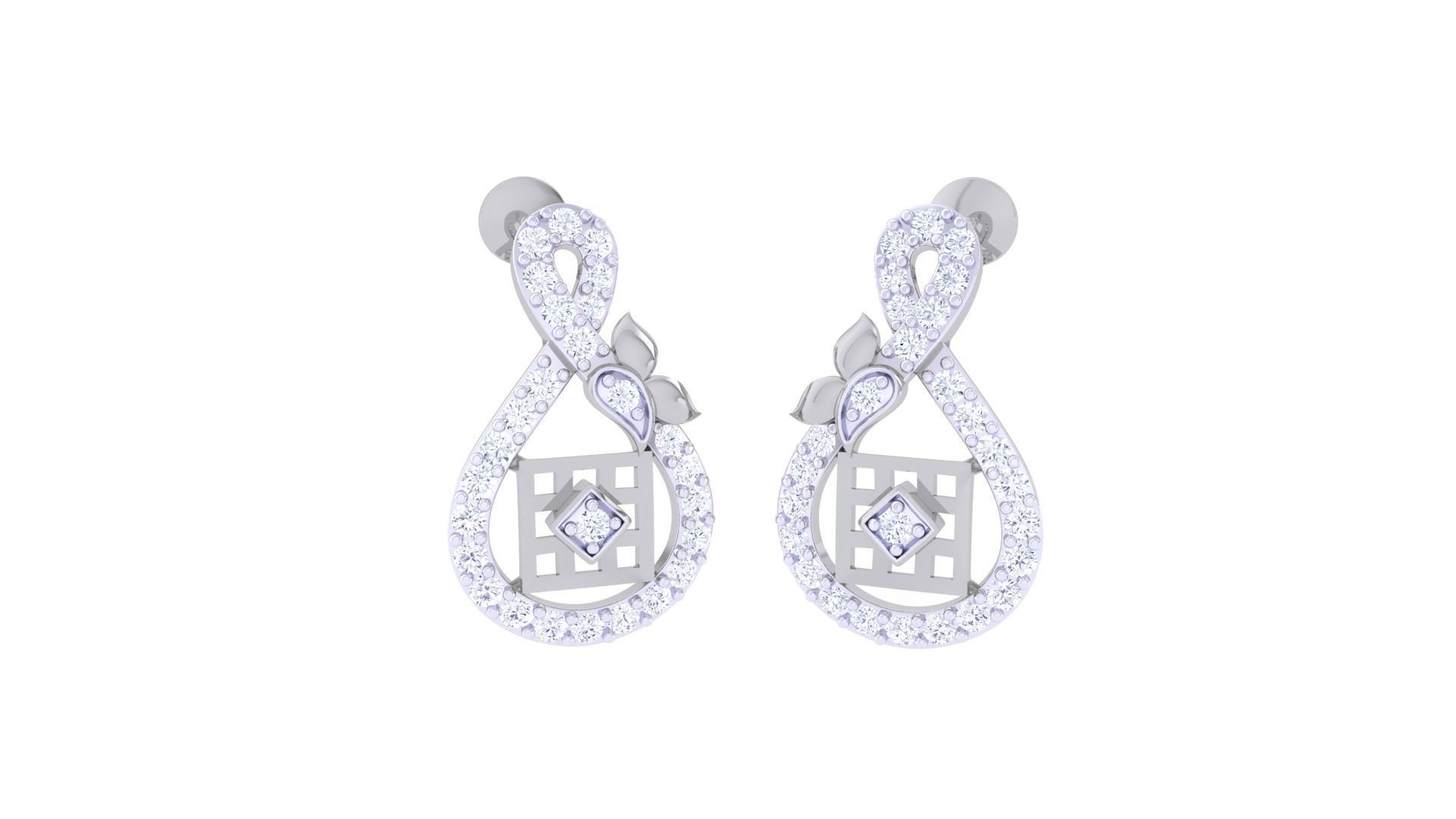 High Jewelry Diamond Studs Earrings 3dm stl 3mf obj glb gltf mtl 3D print model_1