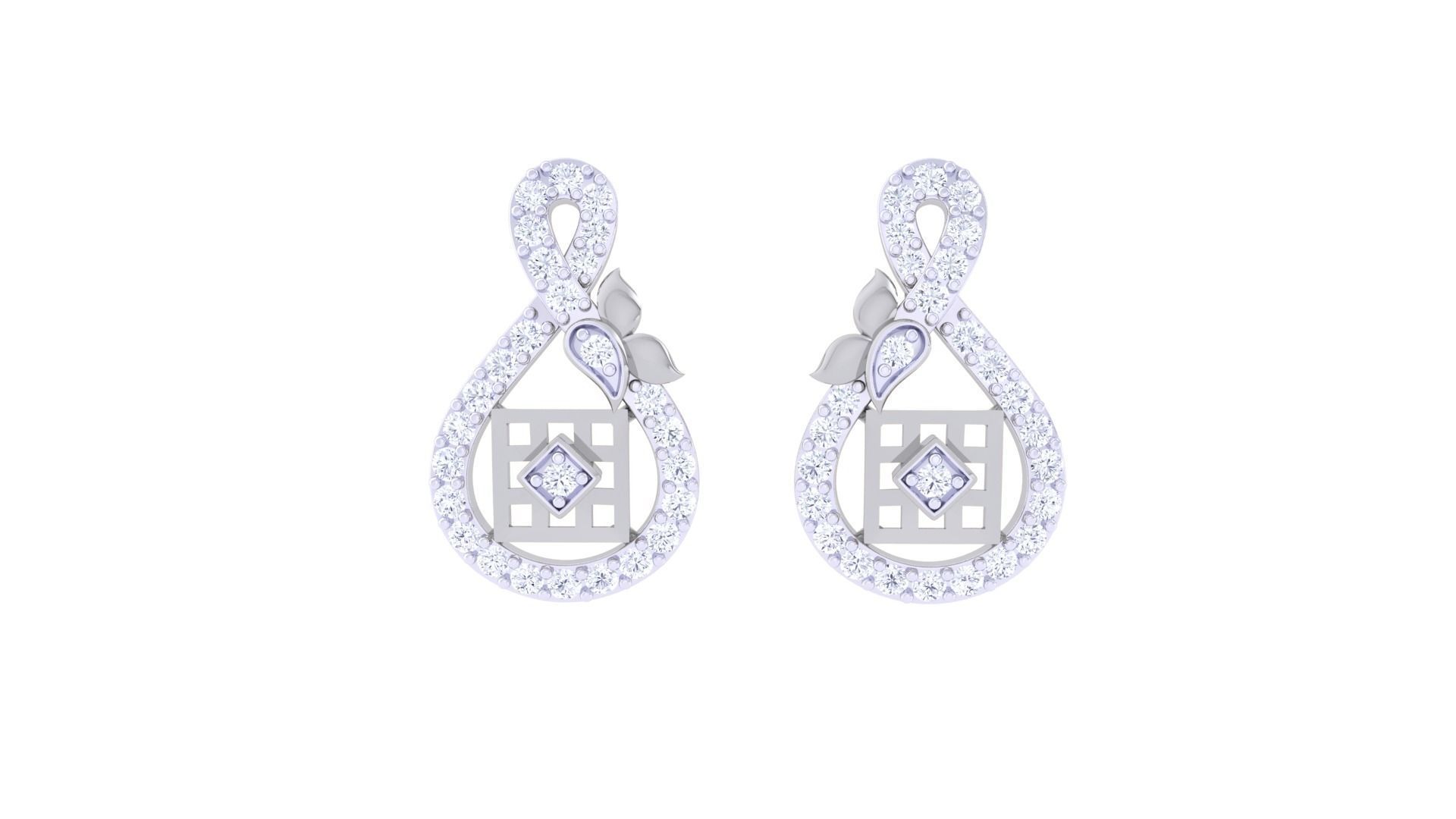 High Jewelry Diamond Studs Earrings 3dm stl 3mf obj glb gltf mtl 3D print model_5