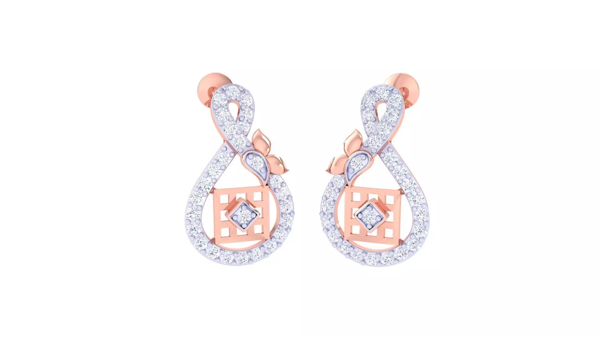 High Jewelry Diamond Studs Earrings 3dm stl 3mf obj glb gltf mtl 3D print model_0