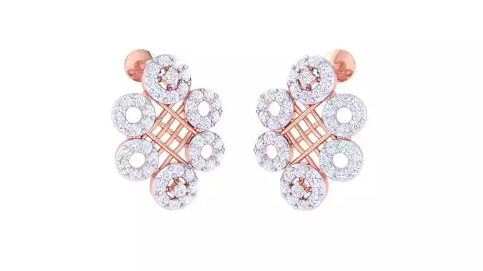 High Jewelry Mesh Diamond Studs Earrings 3dm stl 3mf obj glb