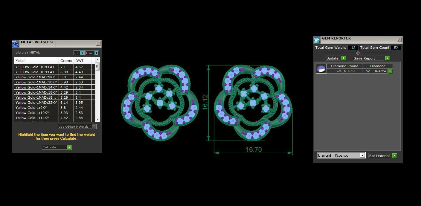 High Jewelry Flower Diamond Studs Earrings 3dm stl 3mf obj glb 3D print model_4