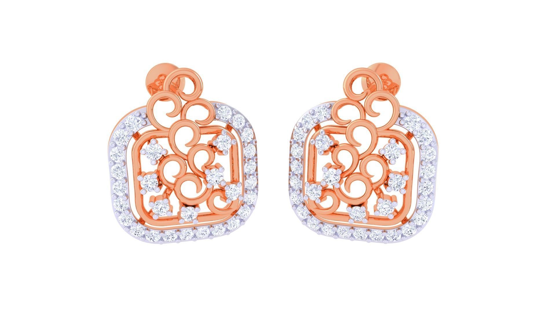 High Jewelry Diamond Studs Earrings 3dm stl 3mf obj glb gltf mtl 3D print model_2