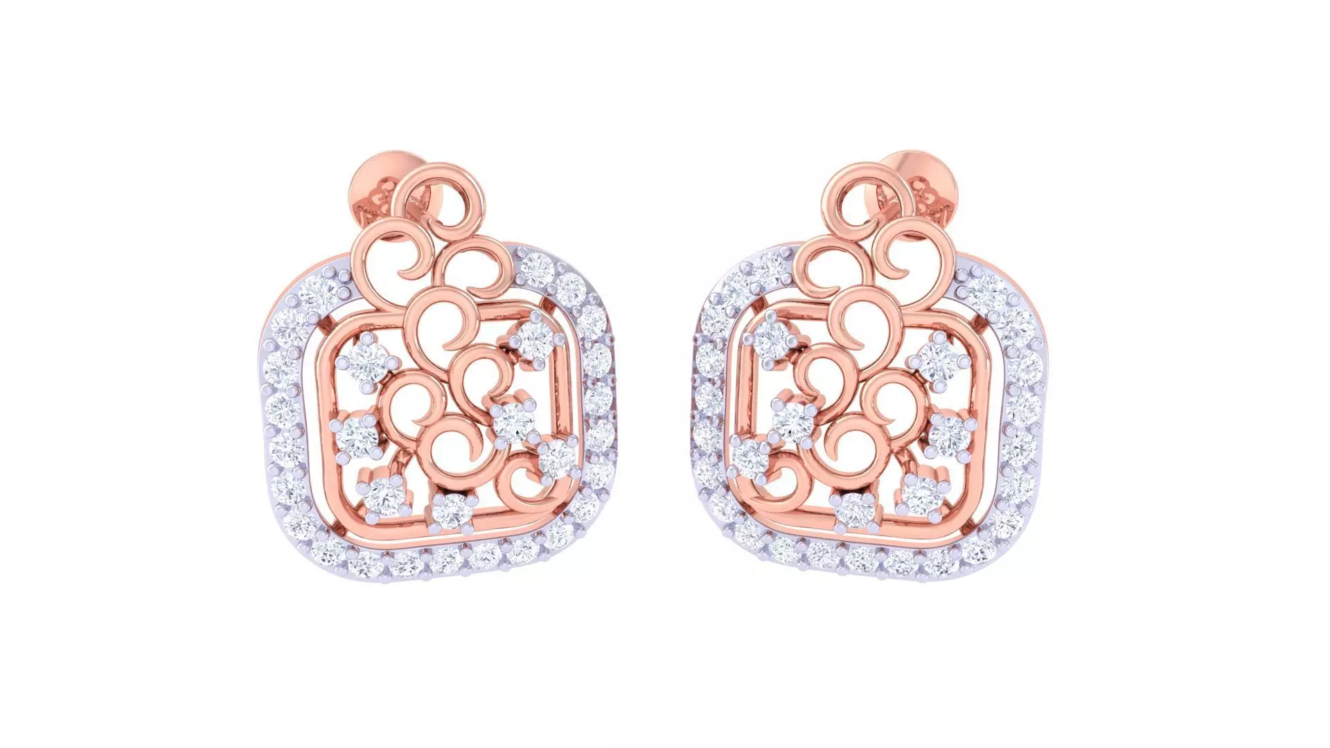 High Jewelry Diamond Studs Earrings 3dm stl 3mf obj glb gltf mtl 3D print model_0