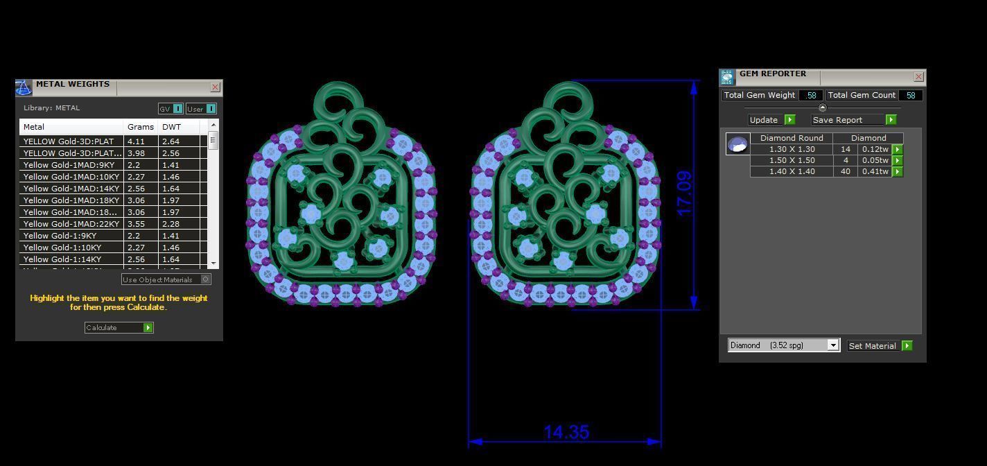 High Jewelry Diamond Studs Earrings 3dm stl 3mf obj glb gltf mtl 3D print model_4