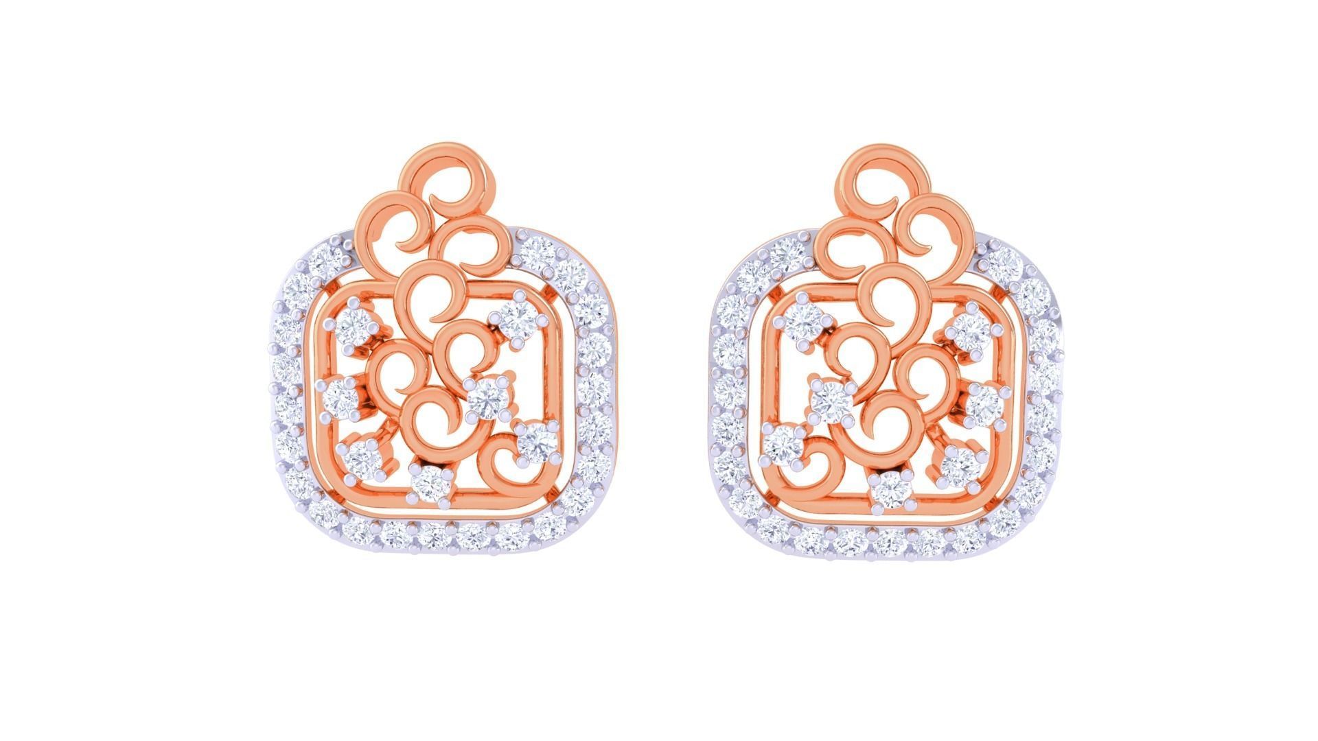 High Jewelry Diamond Studs Earrings 3dm stl 3mf obj glb gltf mtl 3D print model_5