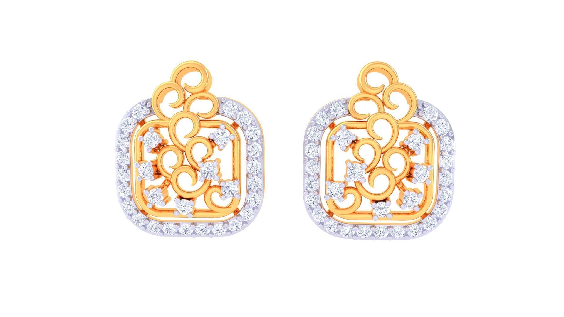 High Jewelry Diamond Studs Earrings 3dm stl 3mf obj glb gltf mtl 3D print model_7