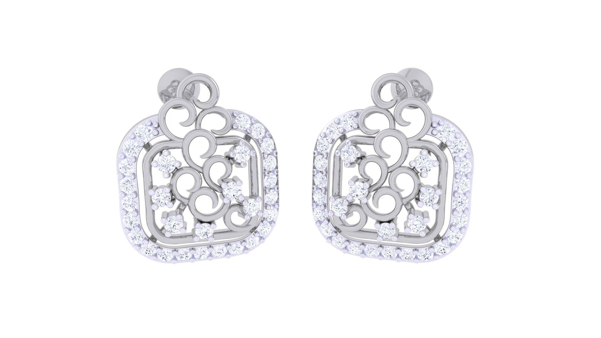 High Jewelry Diamond Studs Earrings 3dm stl 3mf obj glb gltf mtl 3D print model_3