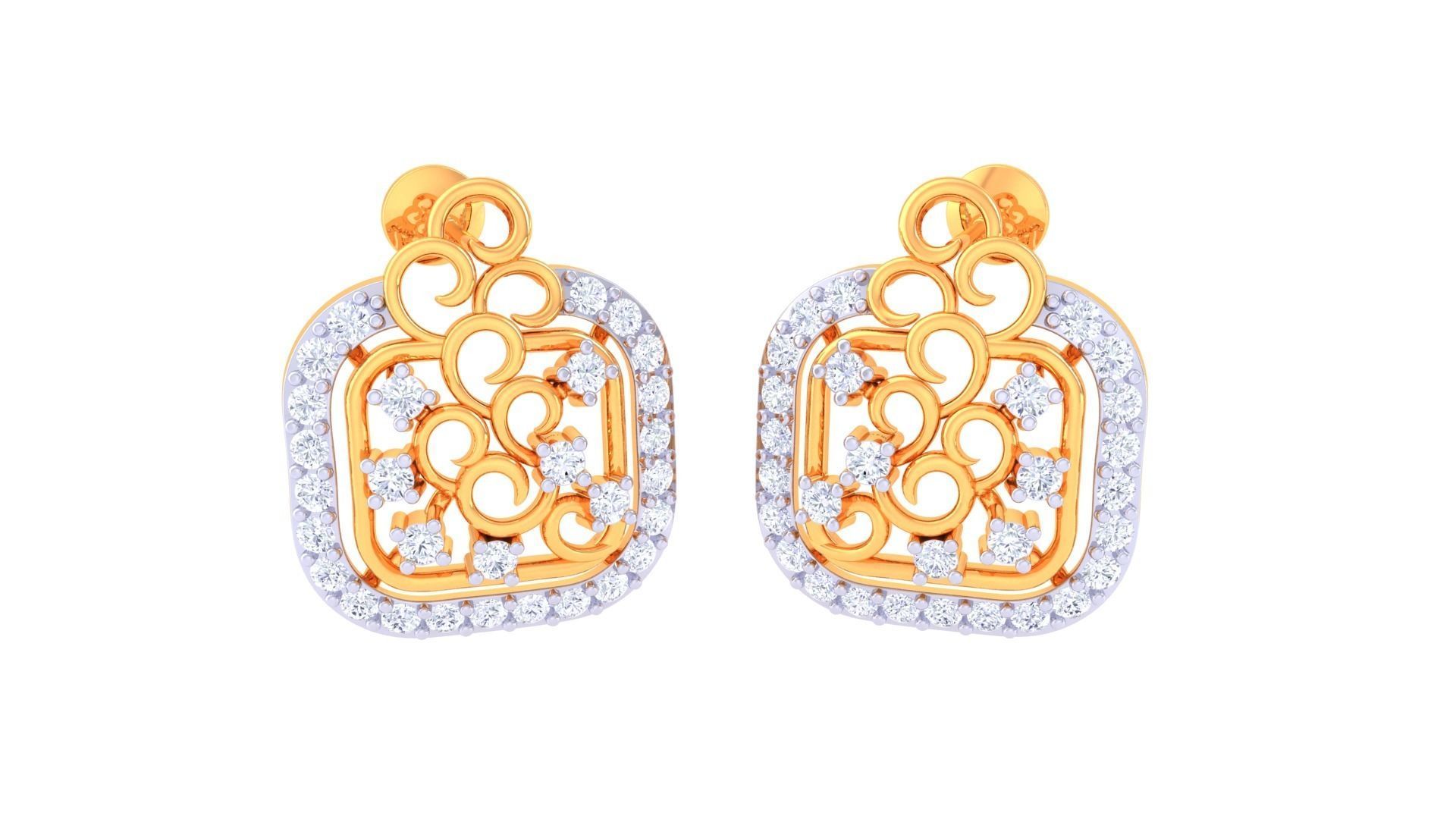 High Jewelry Diamond Studs Earrings 3dm stl 3mf obj glb gltf mtl 3D print model_1