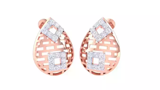 High Jewelry Mesh Diamond Studs Earrings 3dm stl 3mf obj glb