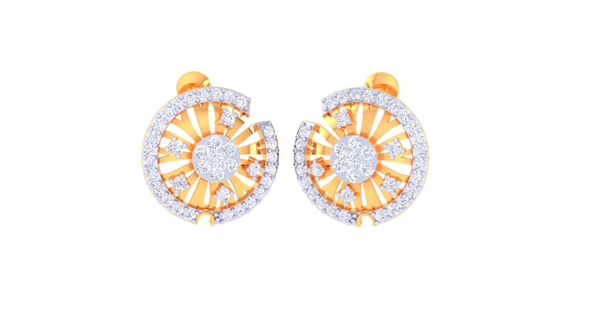 High Jewelry Diamond Studs Earrings 3dm stl 3mf obj glb gltf mtl 3D print model_1