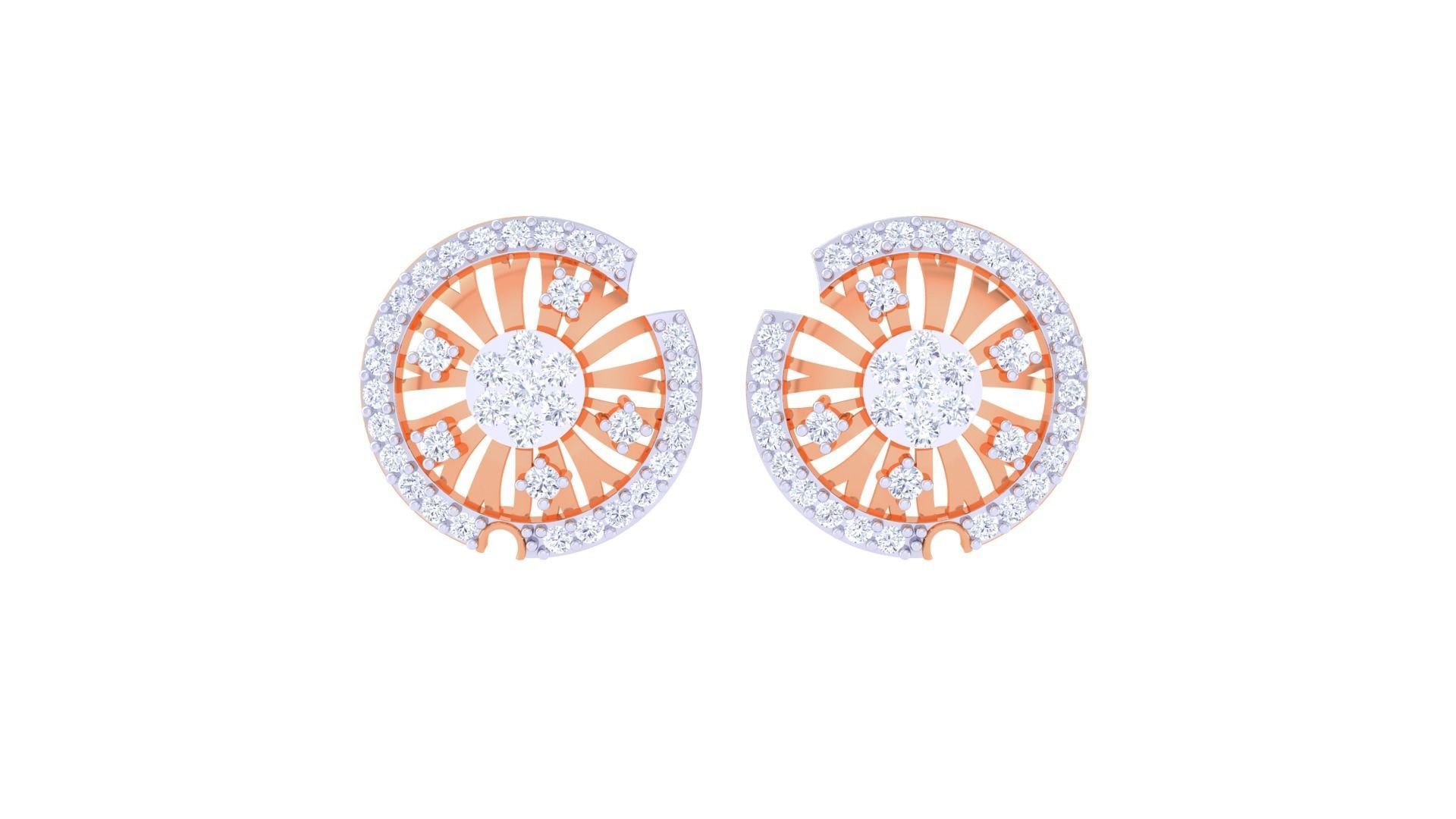 High Jewelry Diamond Studs Earrings 3dm stl 3mf obj glb gltf mtl 3D print model_6