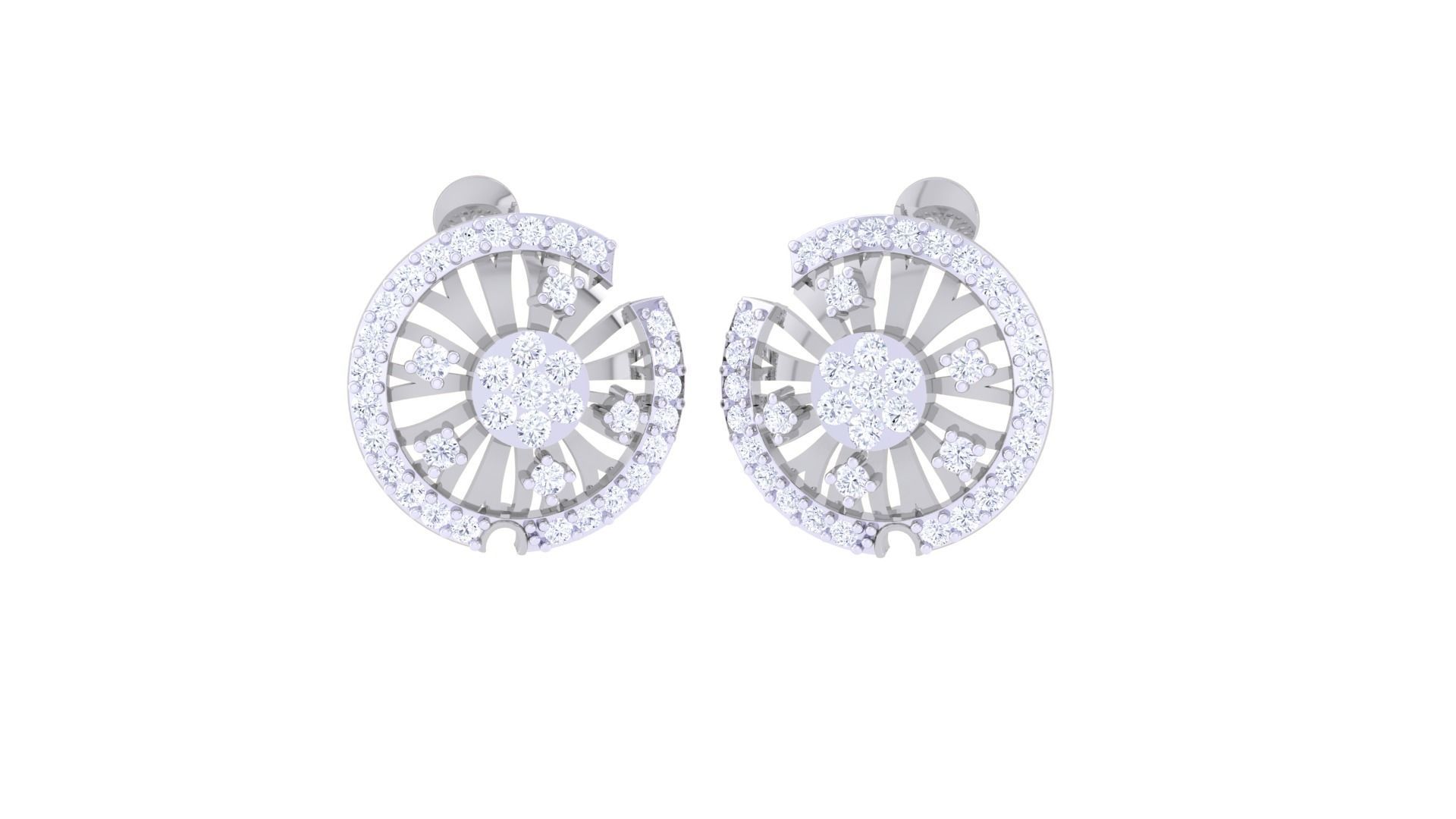 High Jewelry Diamond Studs Earrings 3dm stl 3mf obj glb gltf mtl 3D print model_3