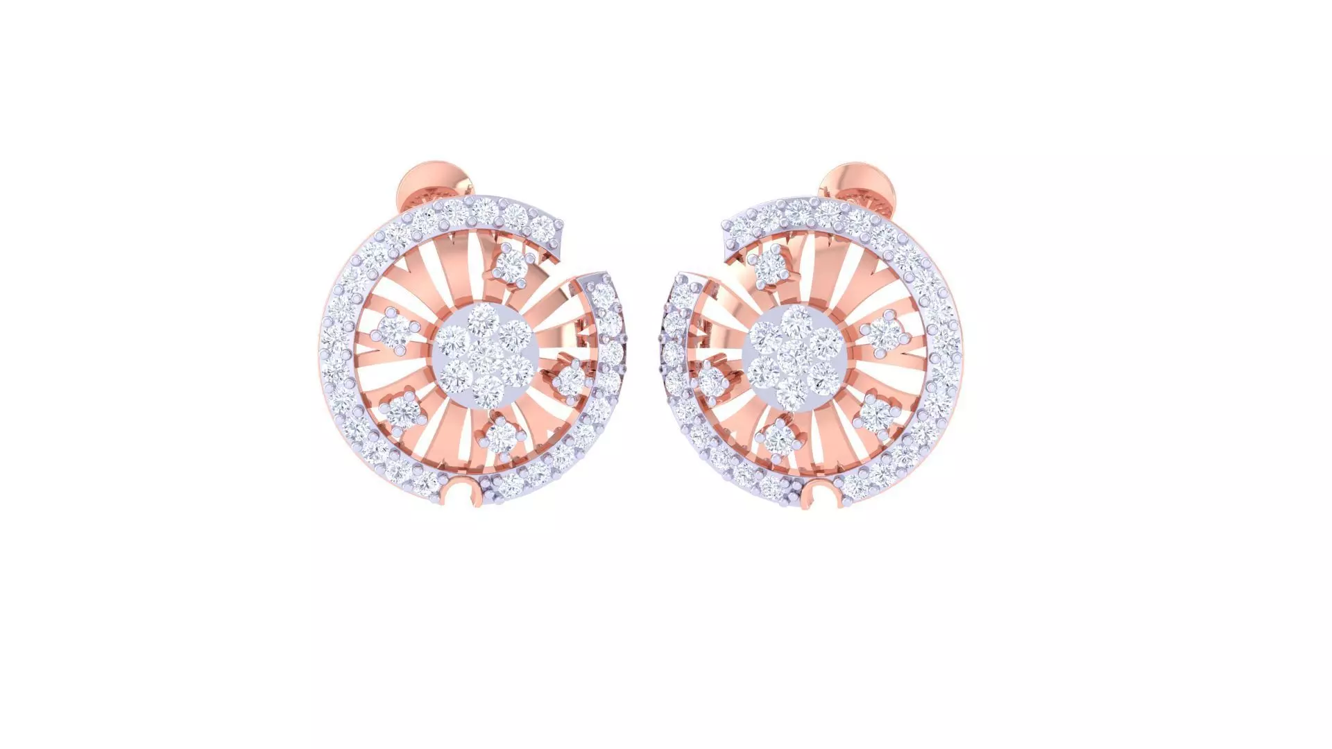 High Jewelry Diamond Studs Earrings 3dm stl 3mf obj glb gltf mtl 3D print model_0