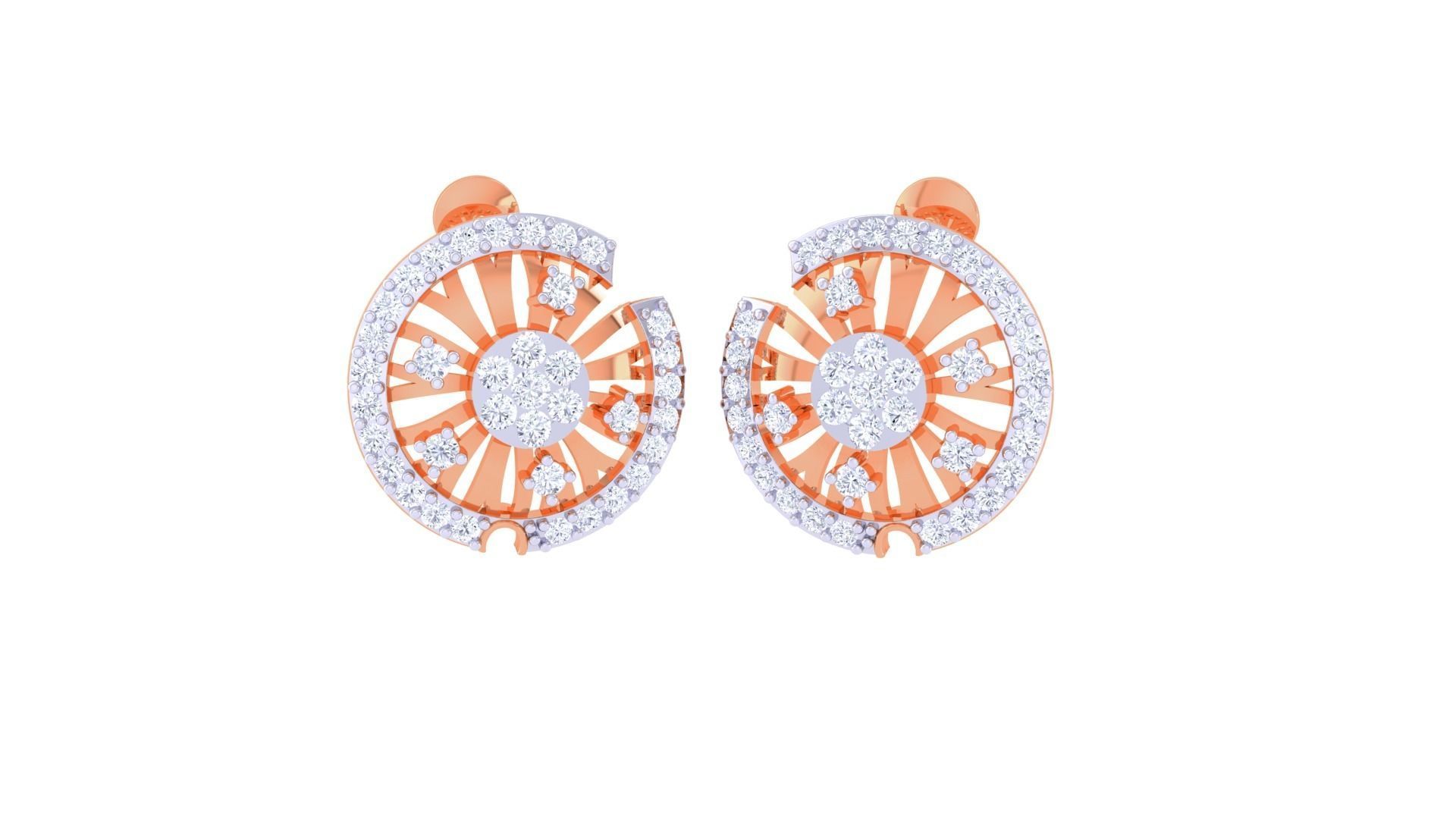 High Jewelry Diamond Studs Earrings 3dm stl 3mf obj glb gltf mtl 3D print model_2