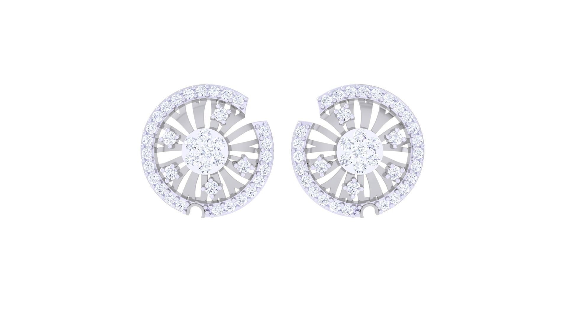 High Jewelry Diamond Studs Earrings 3dm stl 3mf obj glb gltf mtl 3D print model_7