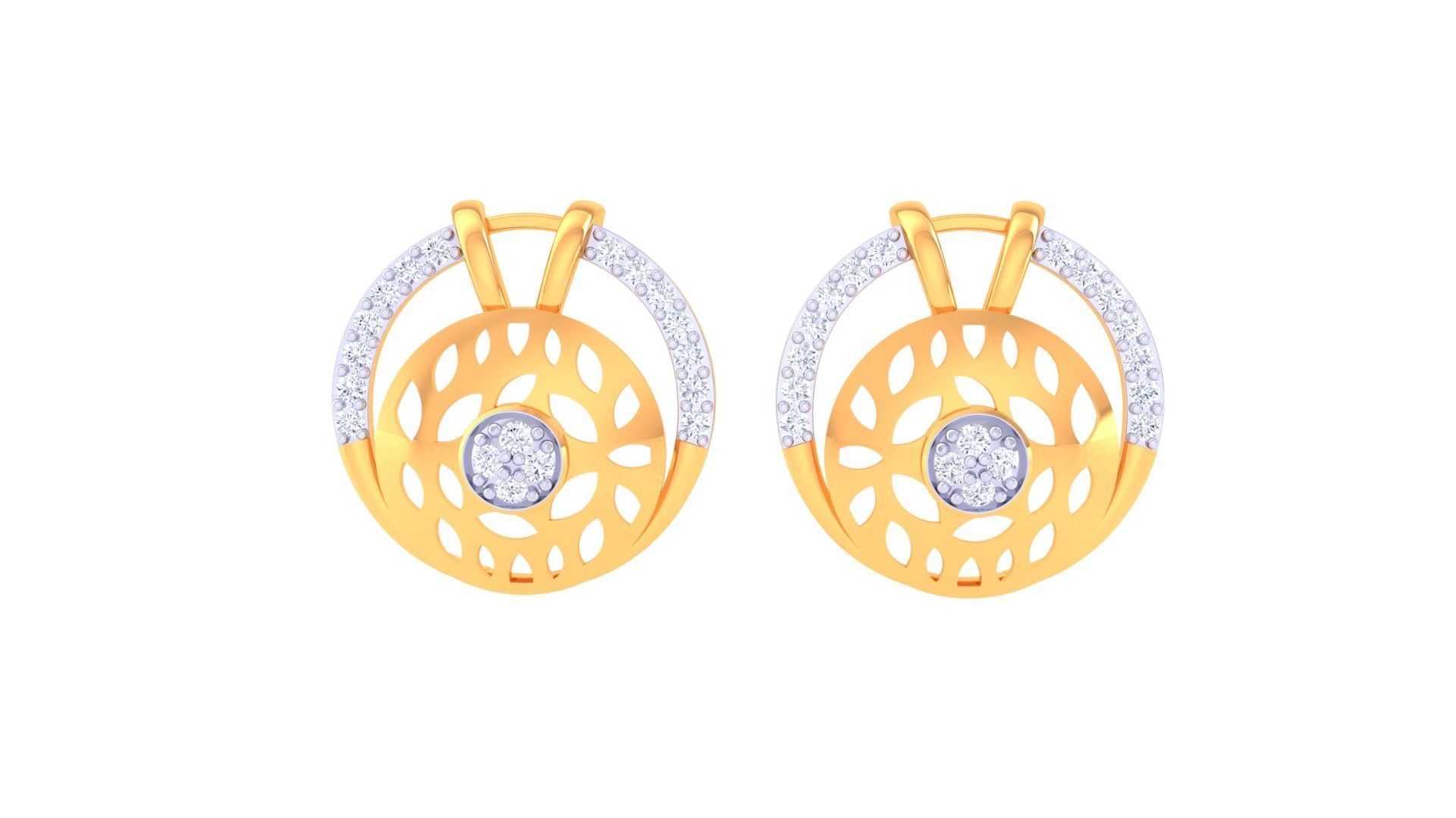 High Jewelry Diamond Studs Earrings 3dm stl 3mf obj glb gltf mtl 3D print model_5