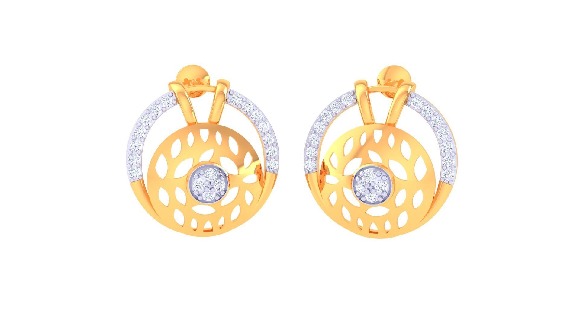 High Jewelry Diamond Studs Earrings 3dm stl 3mf obj glb gltf mtl 3D print model_1