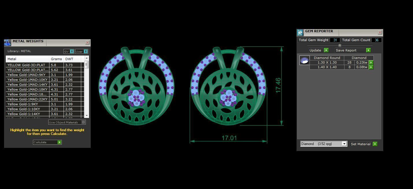 High Jewelry Diamond Studs Earrings 3dm stl 3mf obj glb gltf mtl 3D print model_4