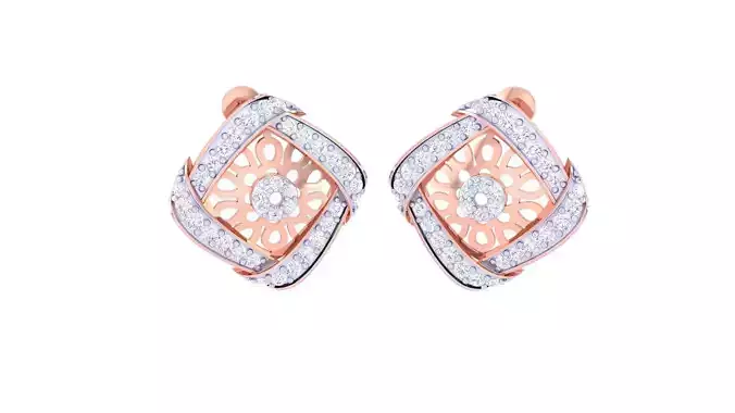 High Jewelry Flower Diamond Studs Earrings 3dm stl 3mf obj glb