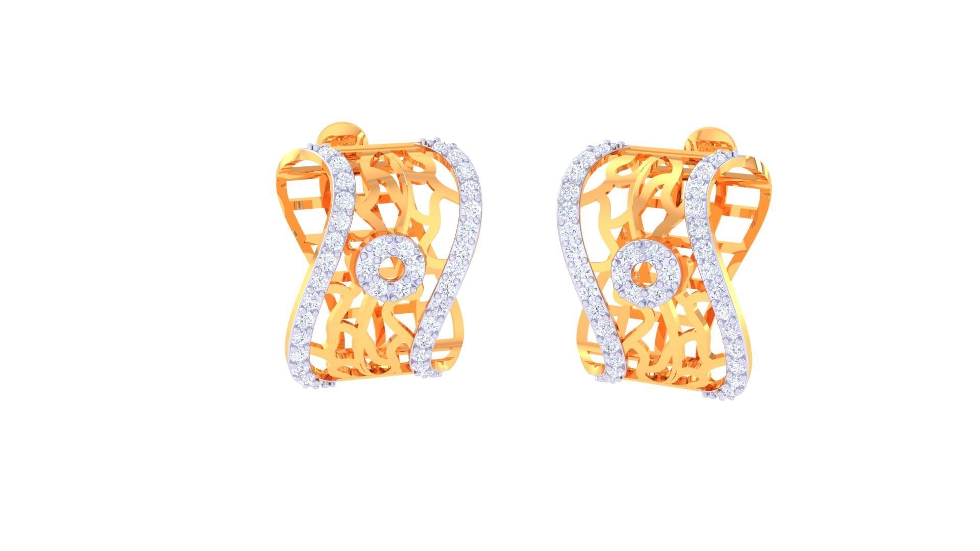 High Jewelry Diamond Studs Earrings 3dm stl 3mf obj glb gltf mtl 3D print model_1