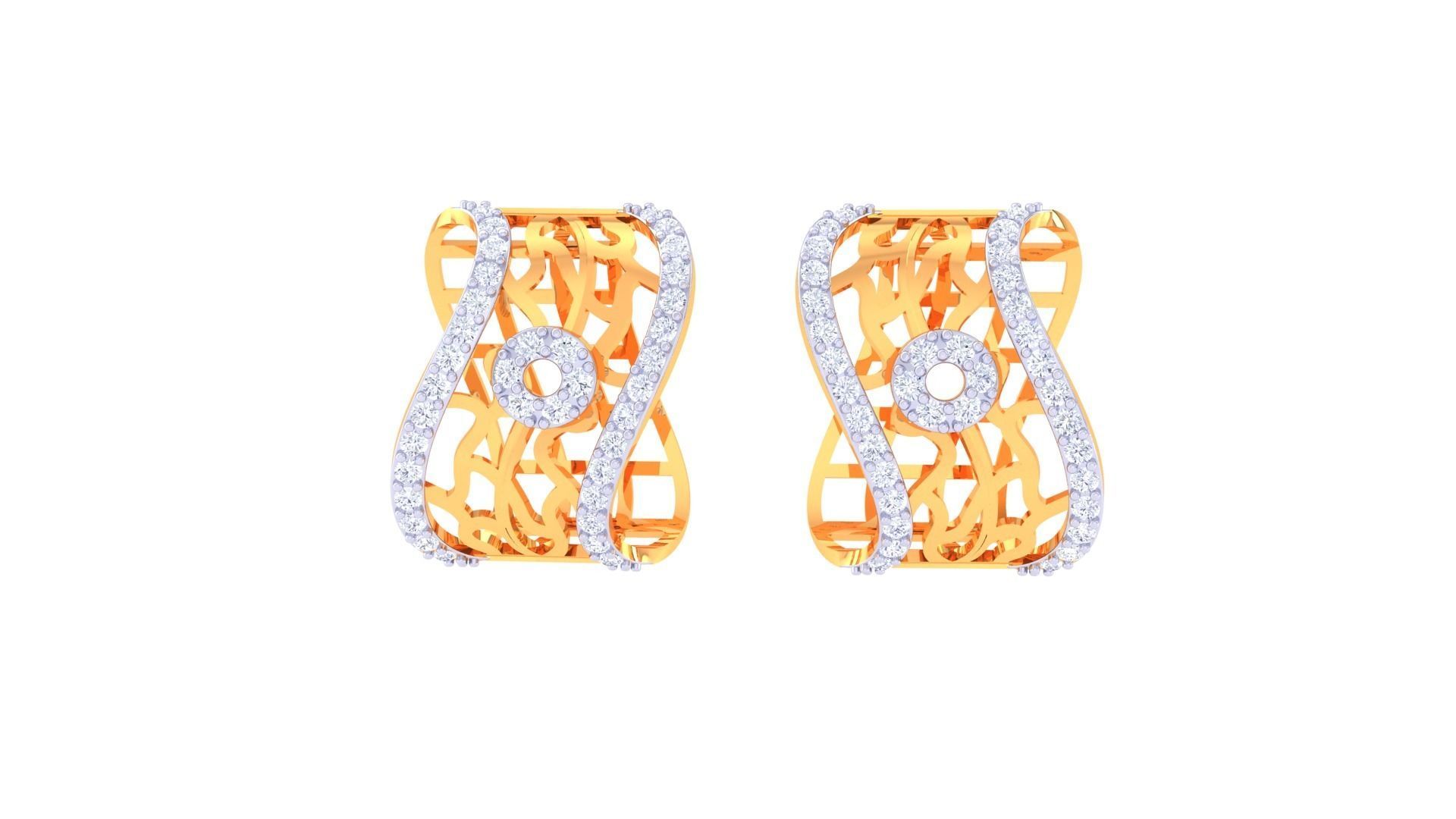 High Jewelry Diamond Studs Earrings 3dm stl 3mf obj glb gltf mtl 3D print model_6