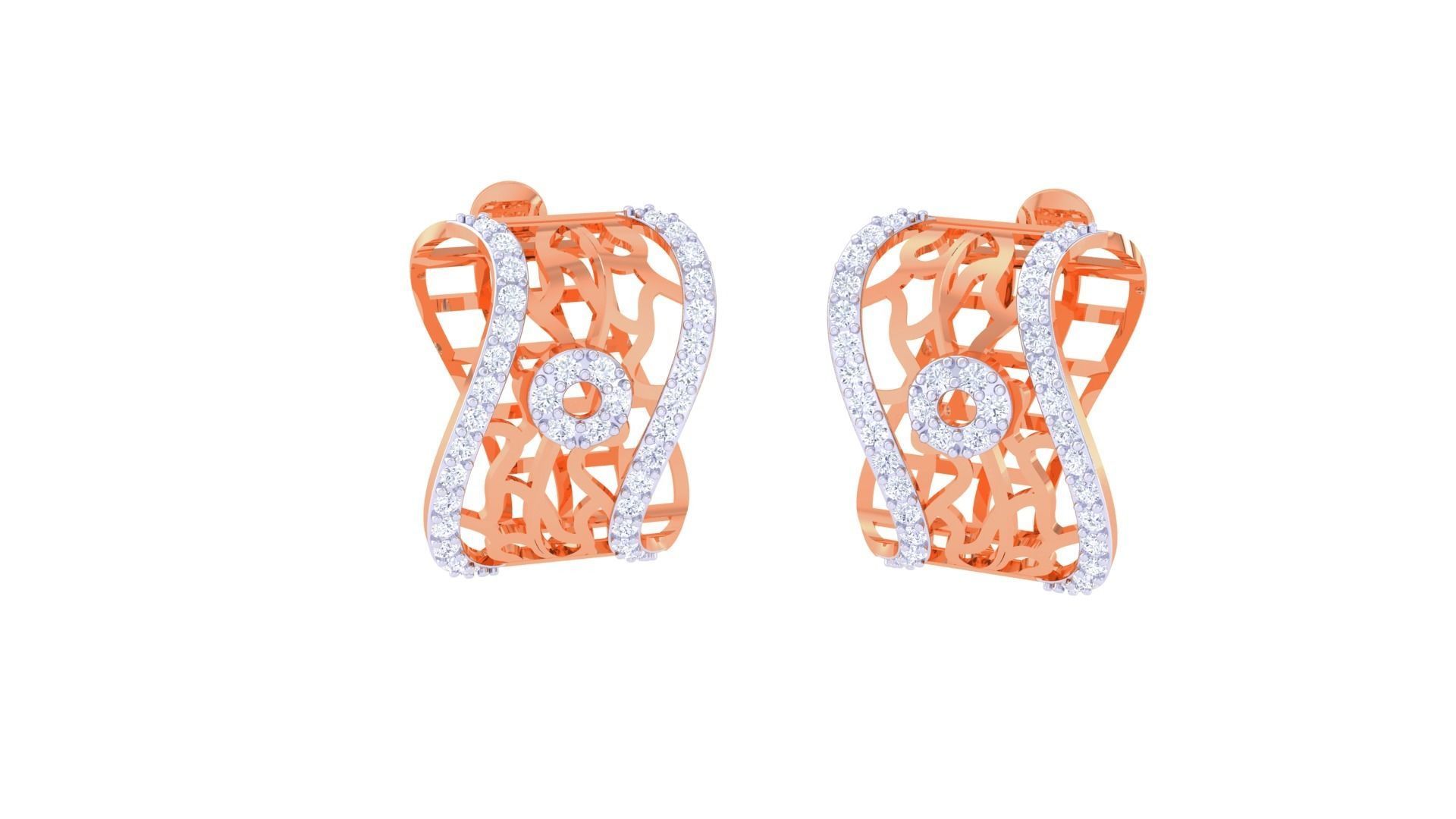 High Jewelry Diamond Studs Earrings 3dm stl 3mf obj glb gltf mtl 3D print model_2