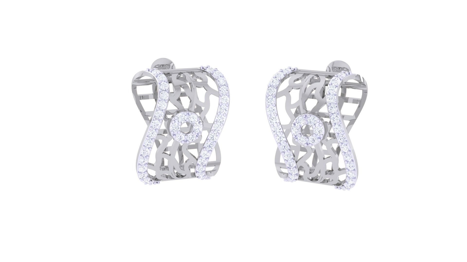 High Jewelry Diamond Studs Earrings 3dm stl 3mf obj glb gltf mtl 3D print model_4