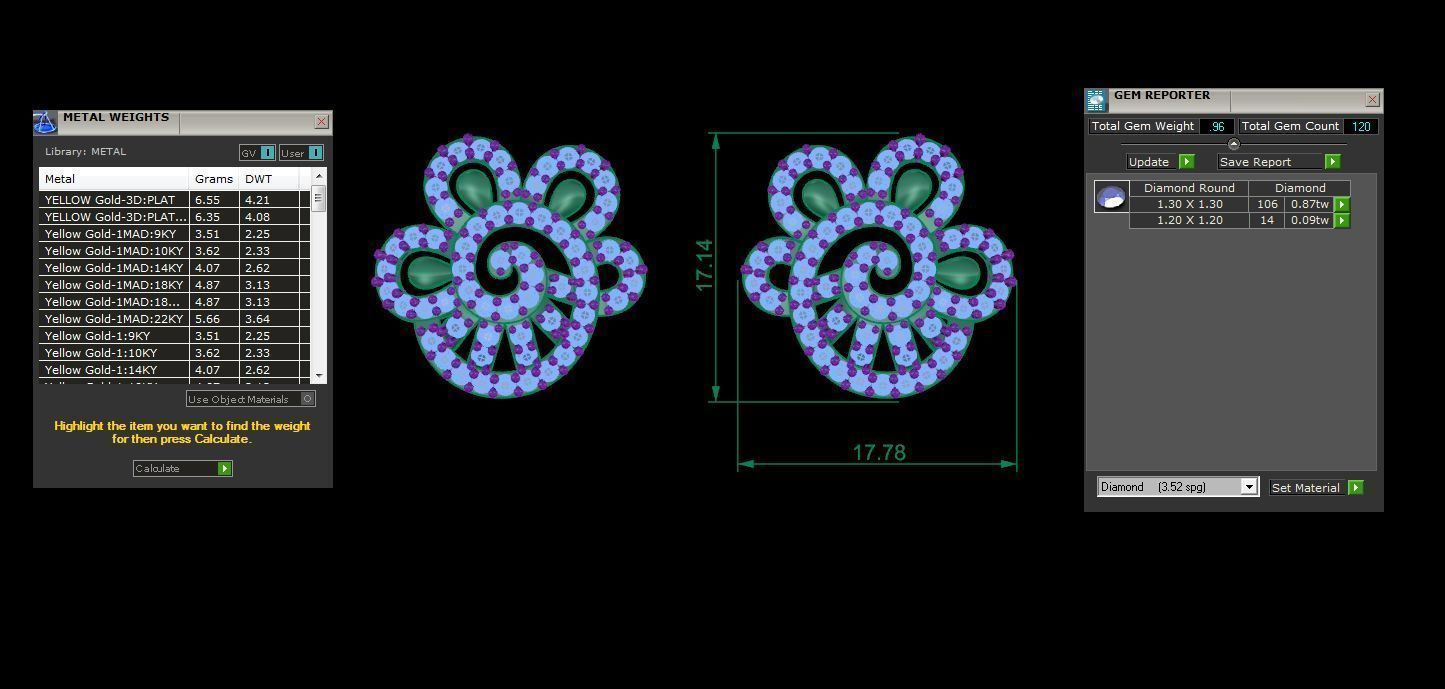 High Jewelry Diamond Studs Earrings 3dm stl 3mf obj glb gltf mtl 3D print model_3