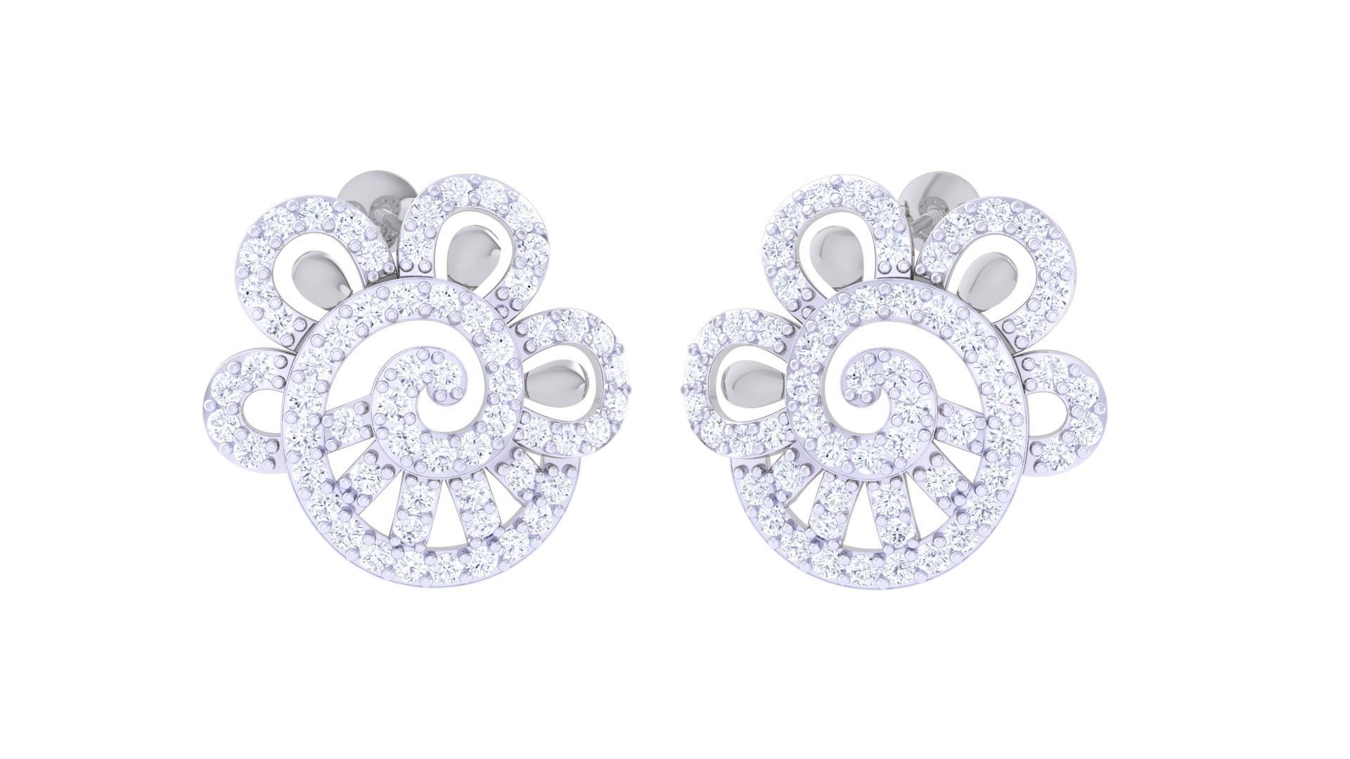 High Jewelry Diamond Studs Earrings 3dm stl 3mf obj glb gltf mtl 3D print model_4