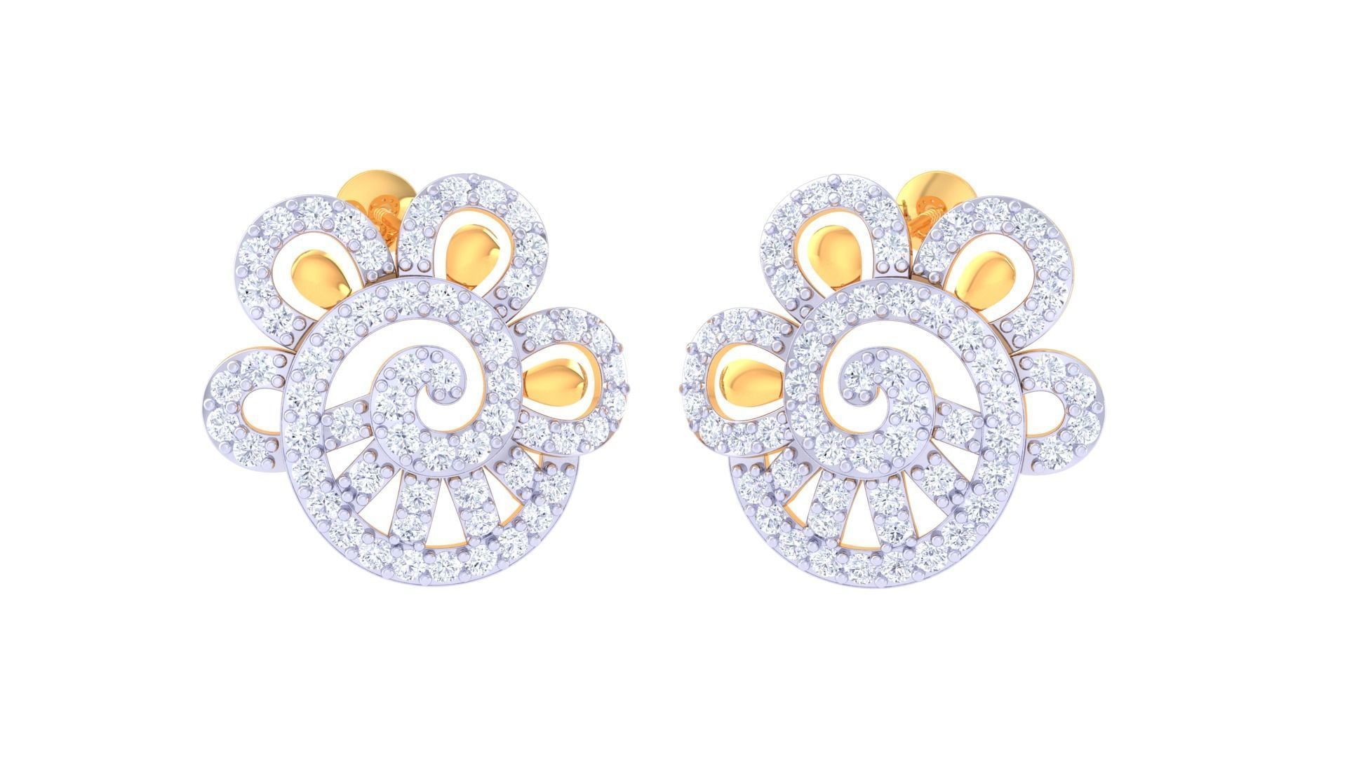 High Jewelry Diamond Studs Earrings 3dm stl 3mf obj glb gltf mtl 3D print model_1