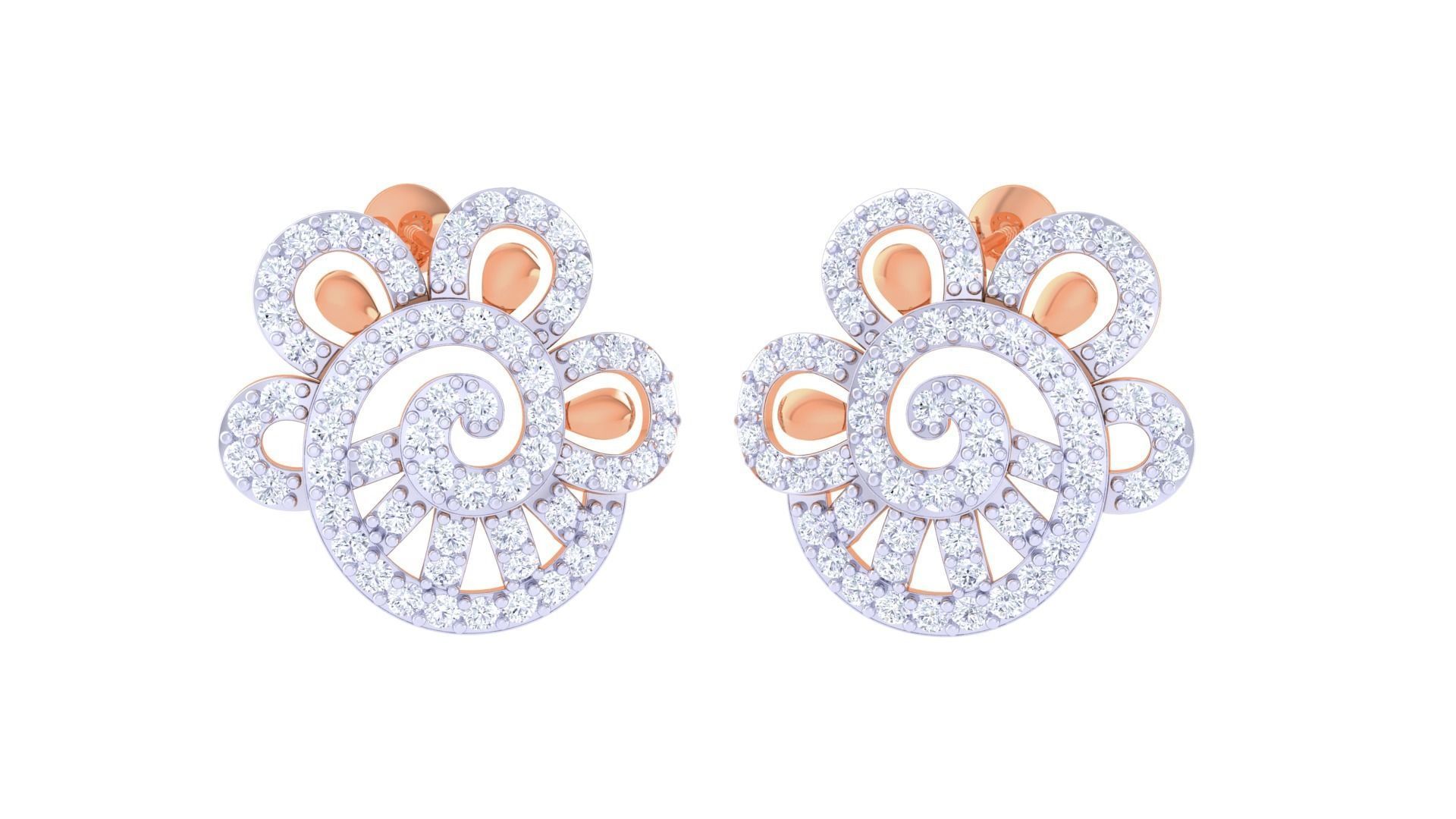 High Jewelry Diamond Studs Earrings 3dm stl 3mf obj glb gltf mtl 3D print model_2