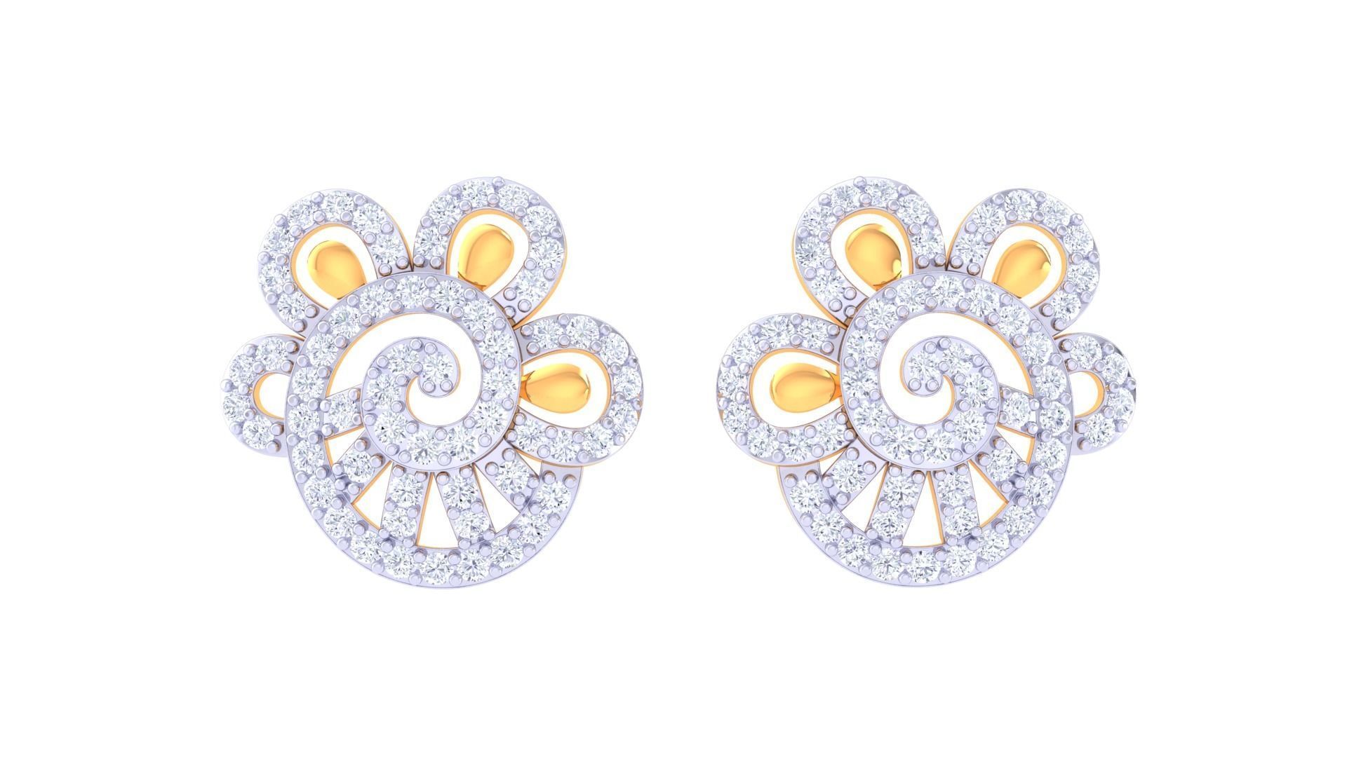 High Jewelry Diamond Studs Earrings 3dm stl 3mf obj glb gltf mtl 3D print model_5