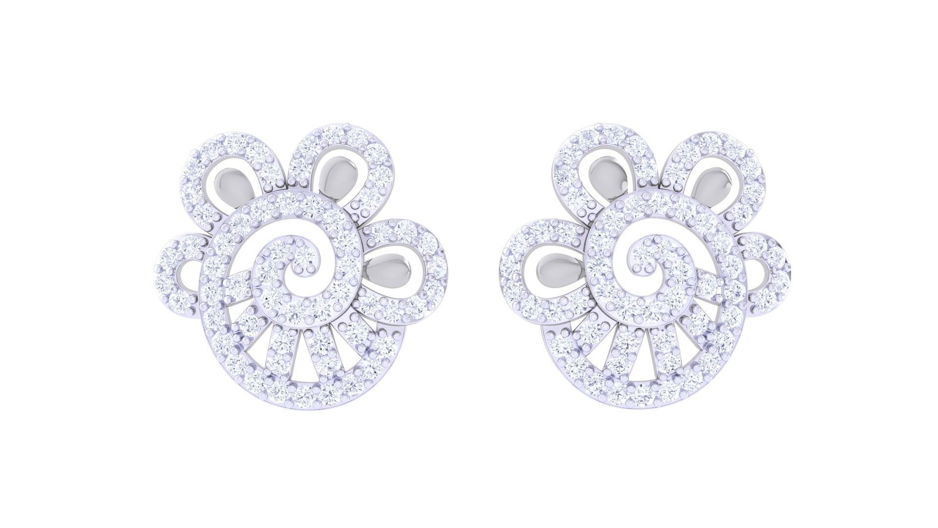 High Jewelry Diamond Studs Earrings 3dm stl 3mf obj glb gltf mtl 3D print model_7