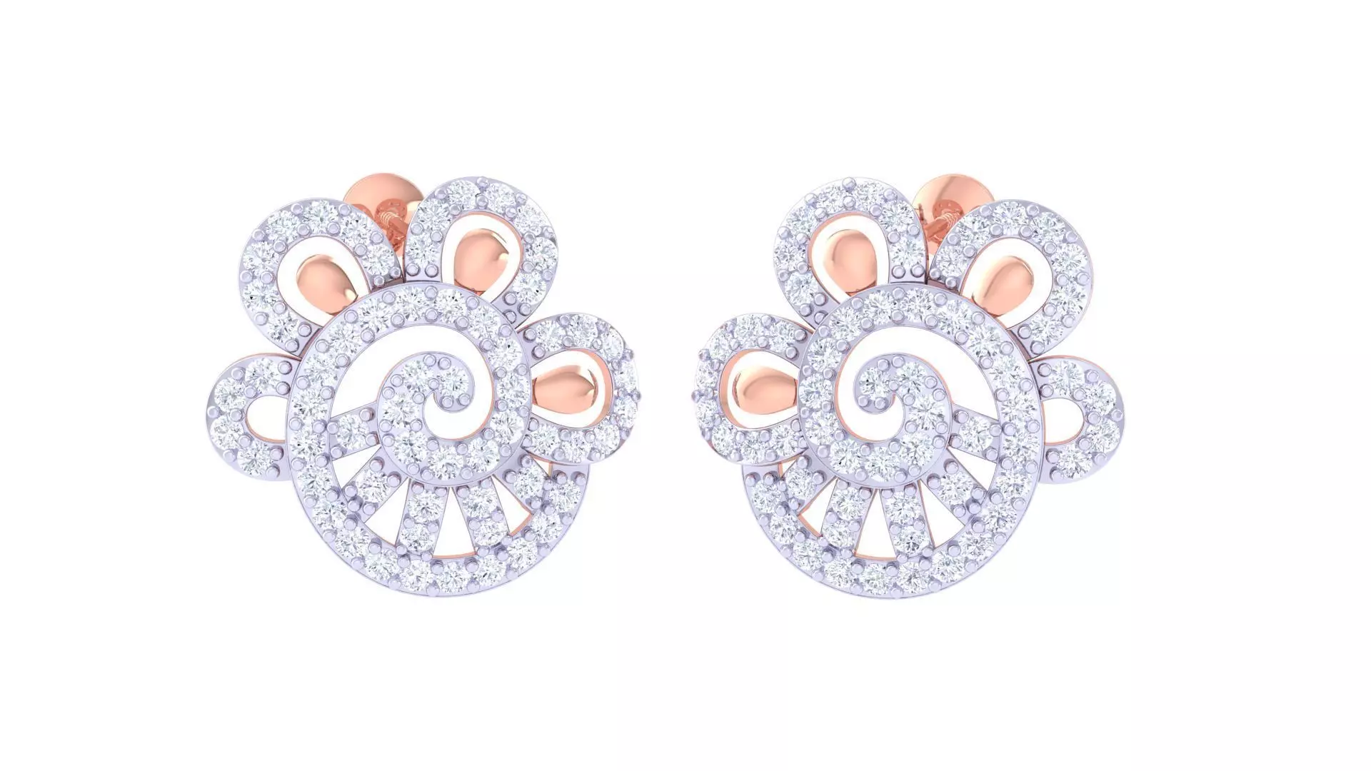 High Jewelry Diamond Studs Earrings 3dm stl 3mf obj glb gltf mtl 3D print model_0