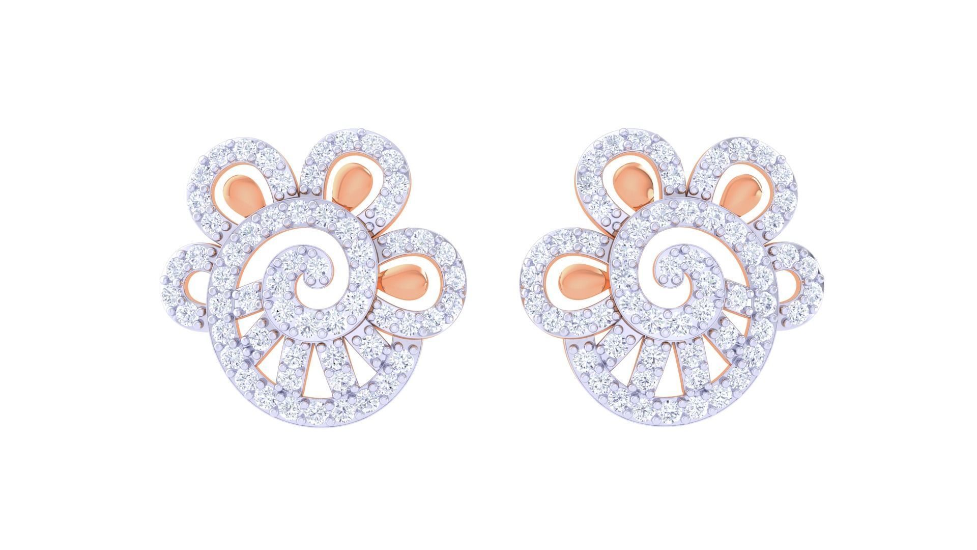 High Jewelry Diamond Studs Earrings 3dm stl 3mf obj glb gltf mtl 3D print model_6