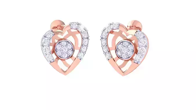 High Jewelry Heart Love Diamond Studs Earrings 3dm stl 3mf obj 