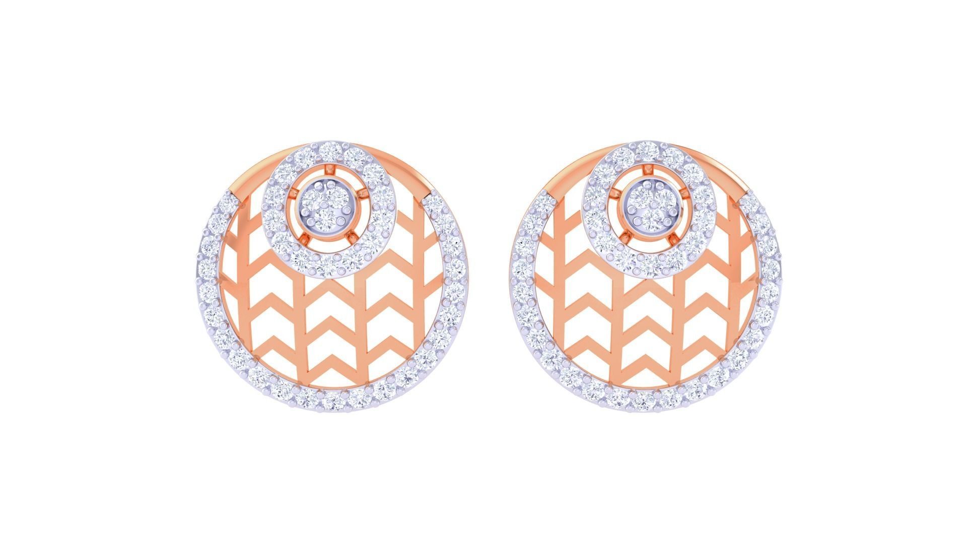 Ultra Vision High Jewelry Wave Mesh Diamond Studs Earrings 3dm 3D print model_7