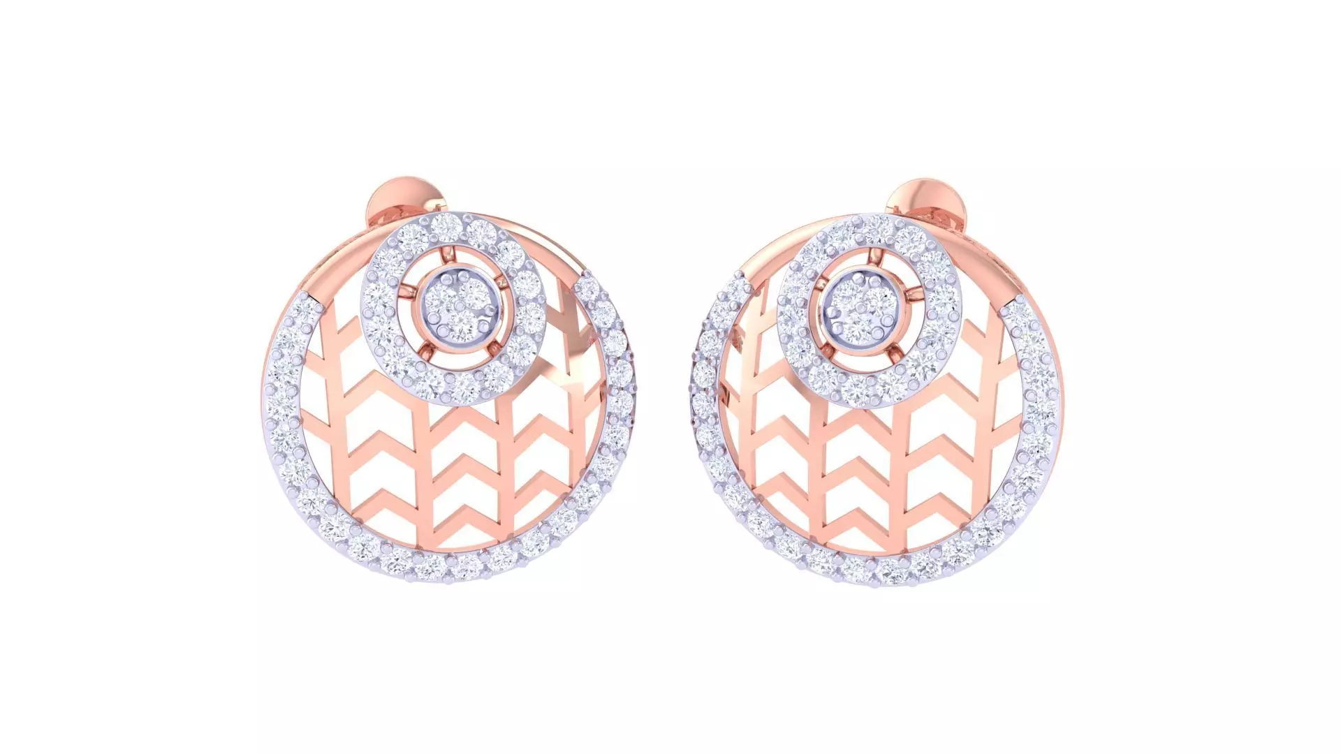 Ultra Vision High Jewelry Wave Mesh Diamond Studs Earrings 3dm 3D print model_0