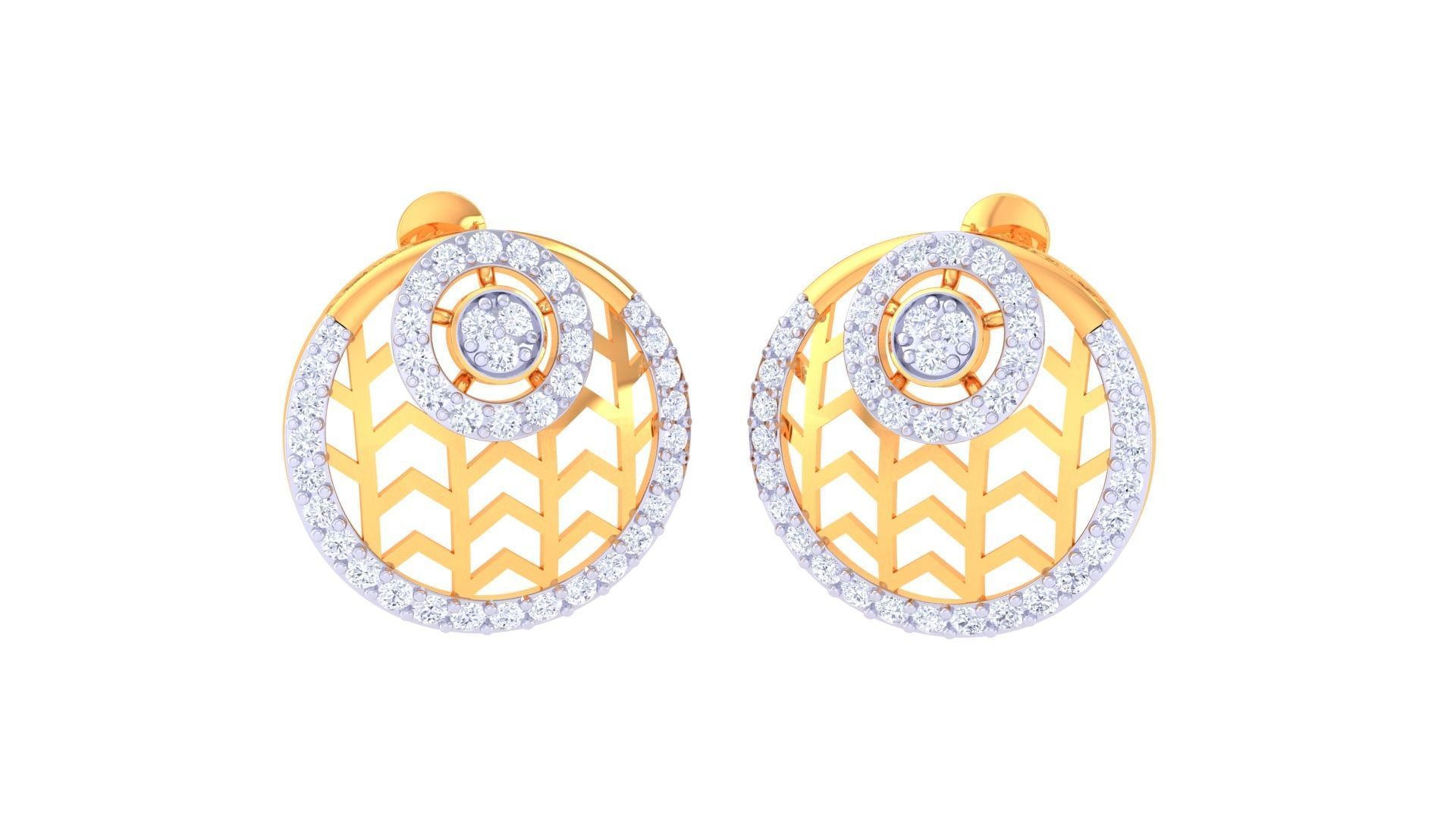 Ultra Vision High Jewelry Wave Mesh Diamond Studs Earrings 3dm 3D print model_2