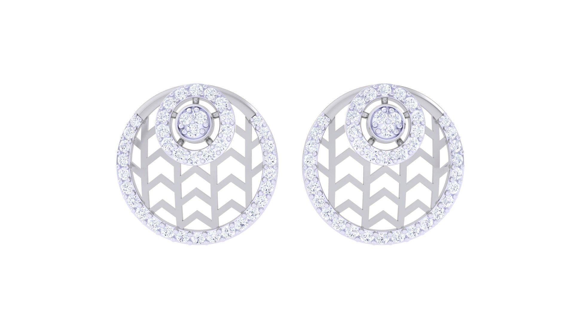 Ultra Vision High Jewelry Wave Mesh Diamond Studs Earrings 3dm 3D print model_6