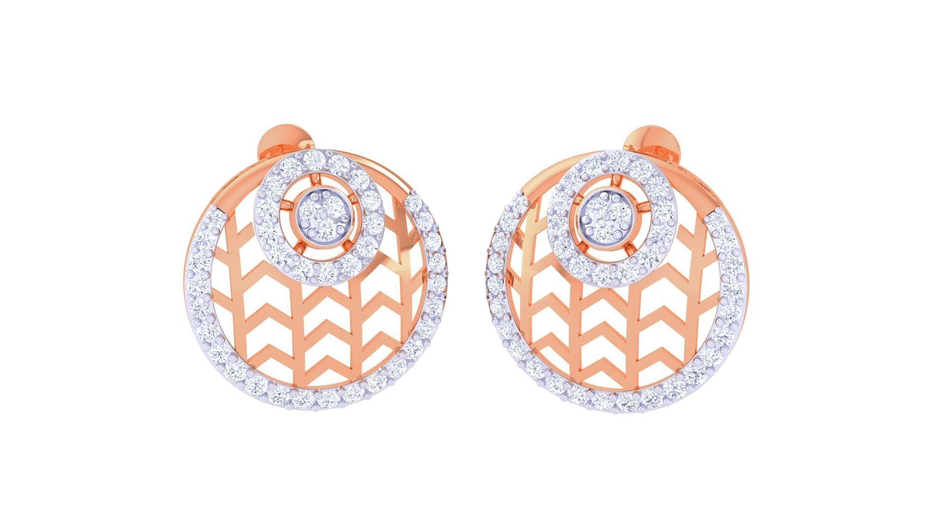 Ultra Vision High Jewelry Wave Mesh Diamond Studs Earrings 3dm 3D print model_4