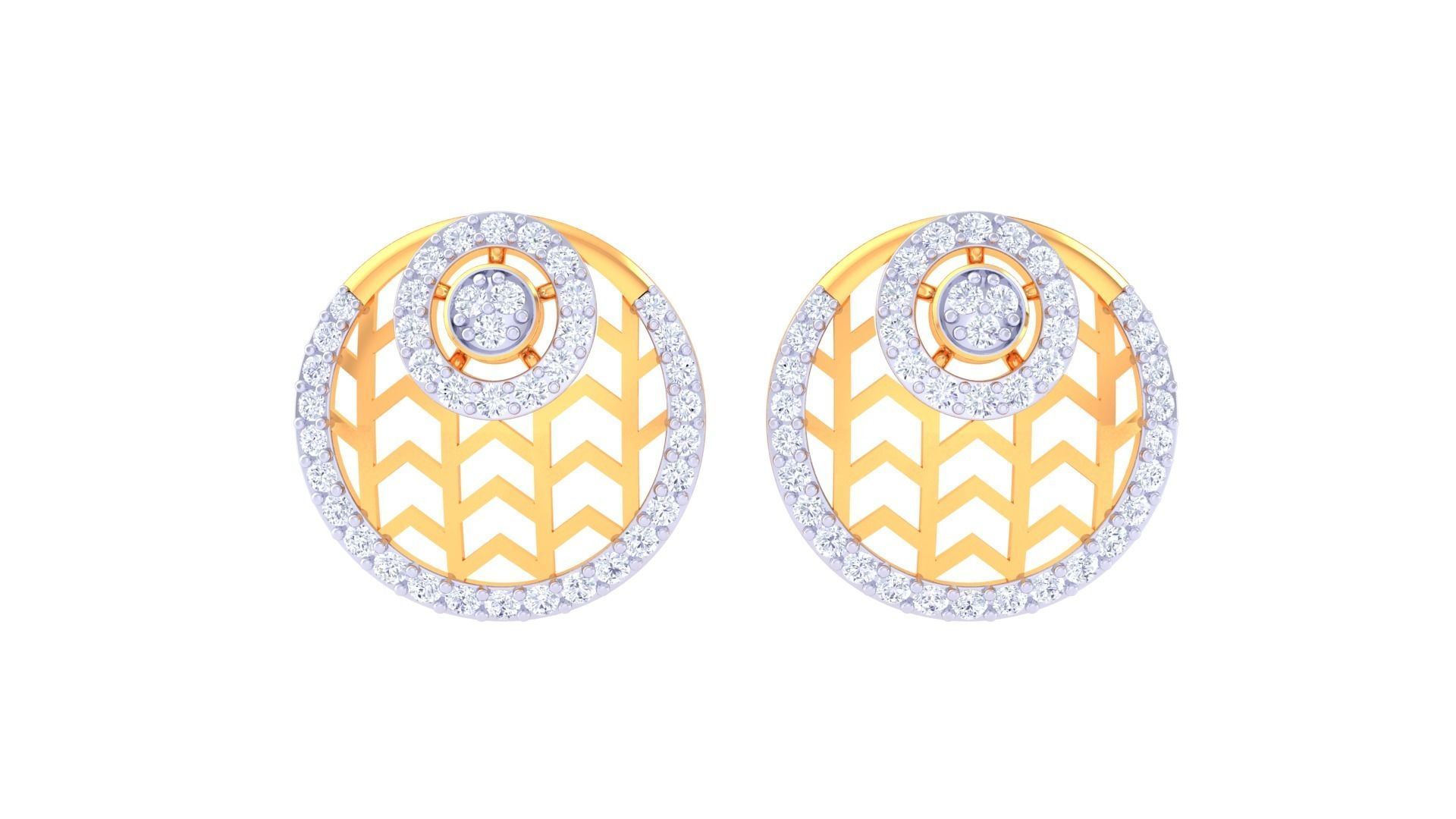 Ultra Vision High Jewelry Wave Mesh Diamond Studs Earrings 3dm 3D print model_5