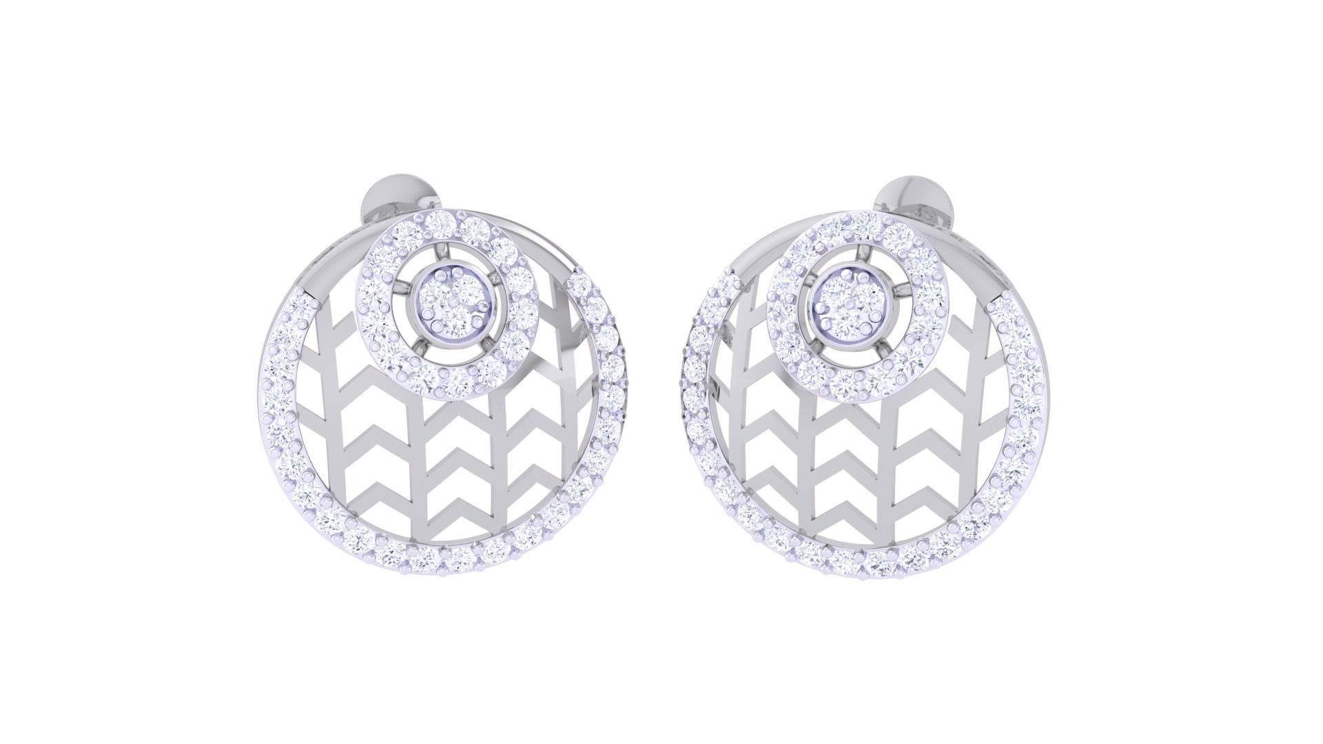 Ultra Vision High Jewelry Wave Mesh Diamond Studs Earrings 3dm 3D print model_1