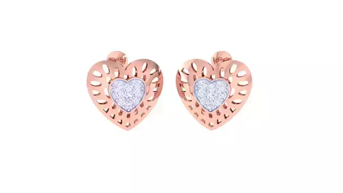 High Jewelry Heart Love Valentine Diamond Studs Earrings 3dm