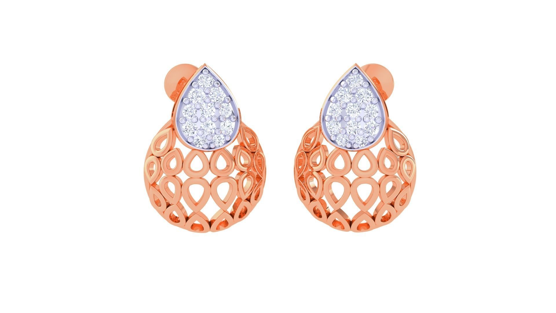 High Jewelry Diamond Studs Earrings 3dm stl 3mf obj glb gltf mtl 3D print model_4