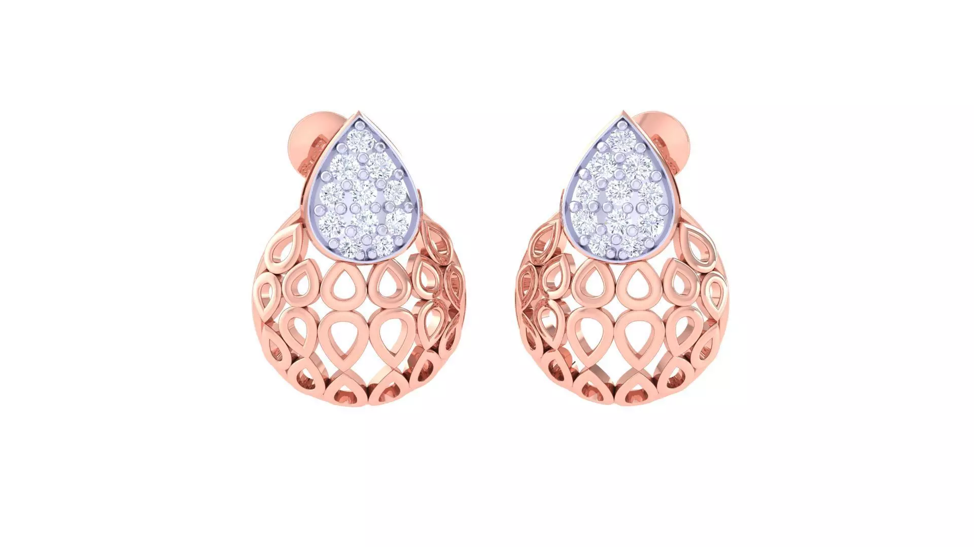 High Jewelry Diamond Studs Earrings 3dm stl 3mf obj glb gltf mtl 3D print model_0