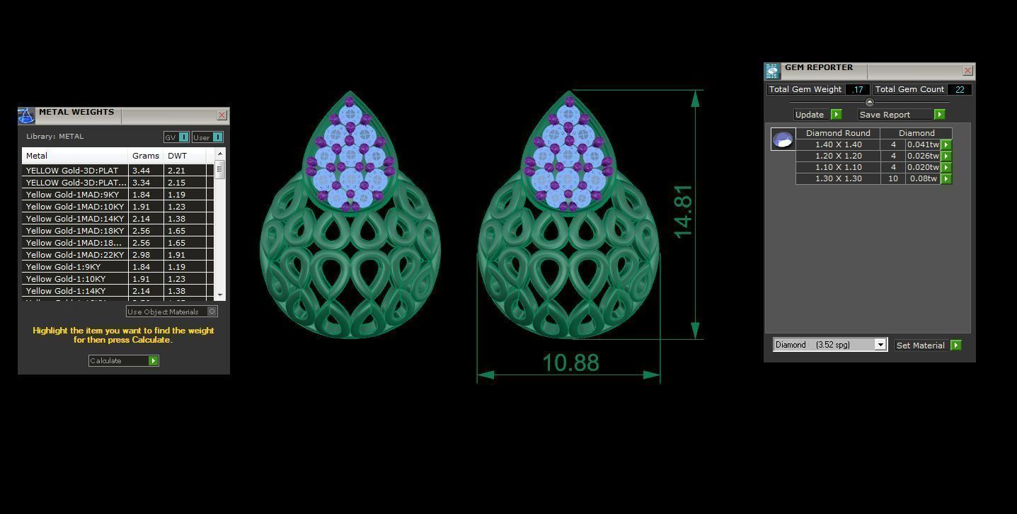 High Jewelry Diamond Studs Earrings 3dm stl 3mf obj glb gltf mtl 3D print model_3