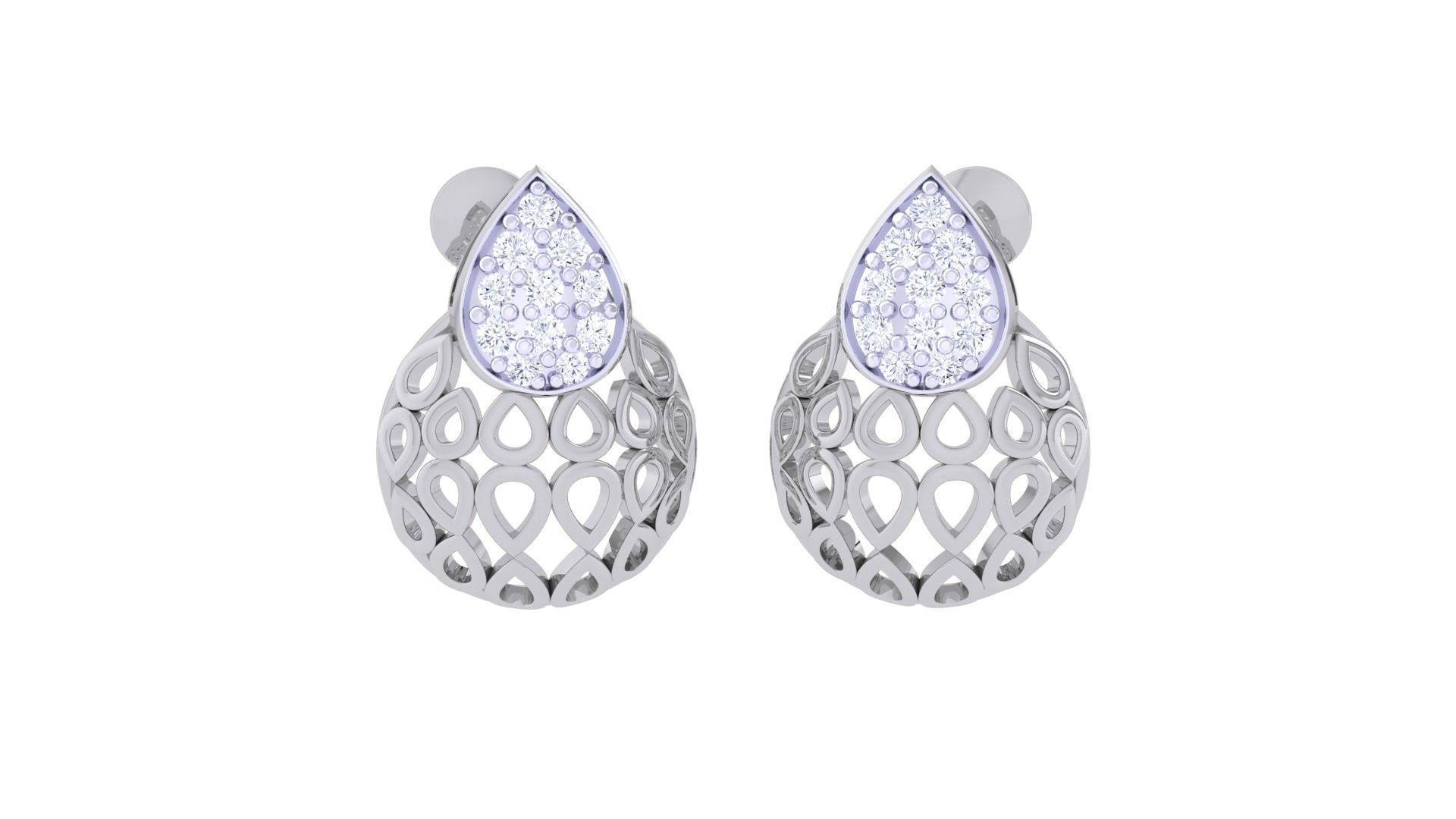 High Jewelry Diamond Studs Earrings 3dm stl 3mf obj glb gltf mtl 3D print model_2